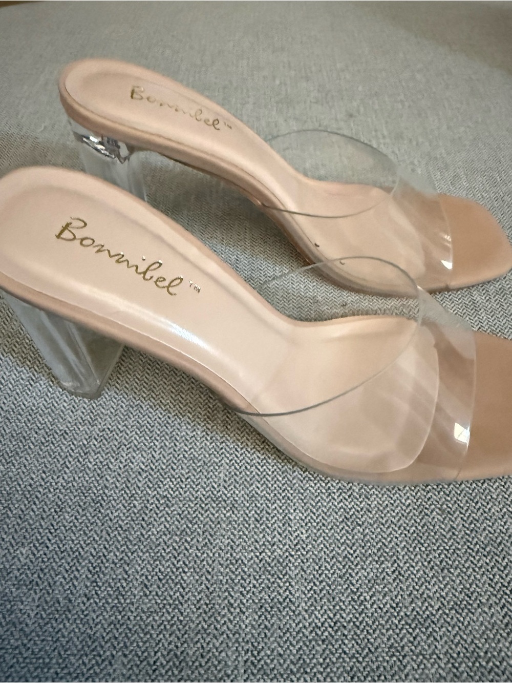 Bonnibel Clear Strap Blush Block Heel Sandals